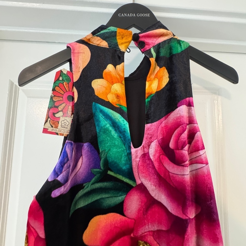 Farm Rio x Anthropologie Mock-Neck Printed Velvet Midi Dress - Picture 4 of 12